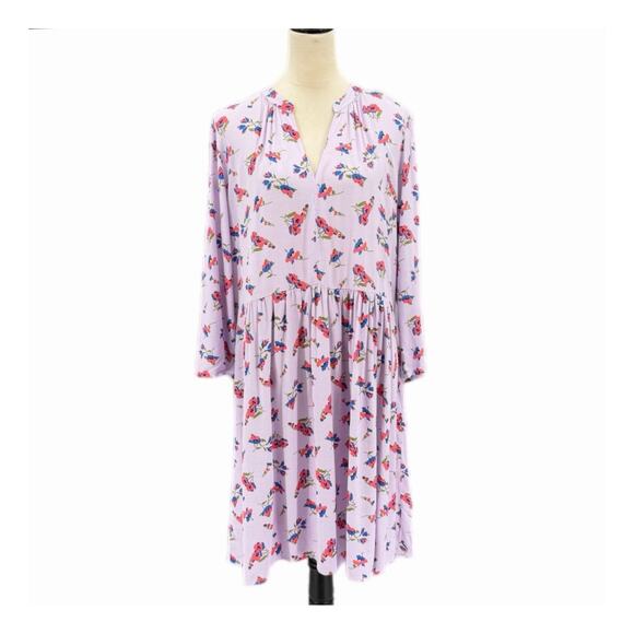 Anthropologie Dresses & Skirts - Maeve Anthropologie Juno Floral Printed Lilac Lavender 3/4 Sleeve Mini Dress